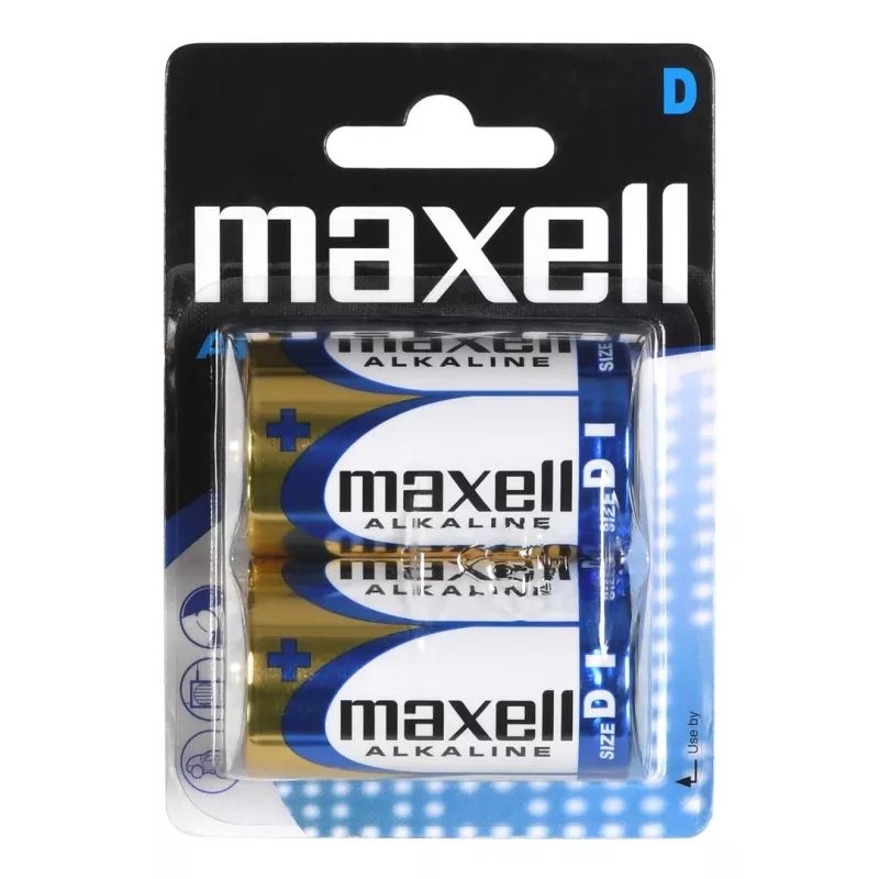 Vienkartinė šarminė baterija MAXELL D 1,5 V (cilindrinė) — 2 vnt., lizdinė pakuotė