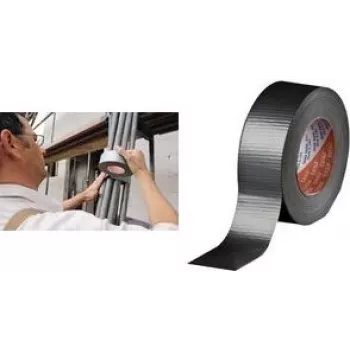 tesa Fabric Tape 4662, 48 mm x 50 m, juoda bendrosios paskirties audinio juosta iš 27 akių PET-medvilnės audinio ir (04662-00087-00)