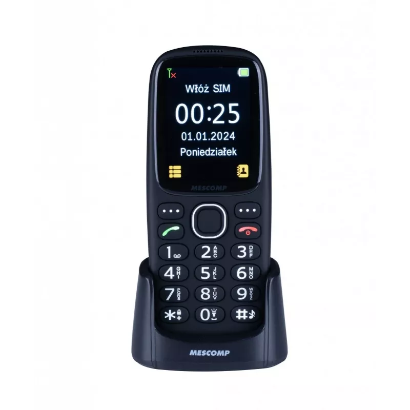 Mobilusis telefonas Mescomp MT-166 Edgar, Elegant, senjorams, 4G, juodas