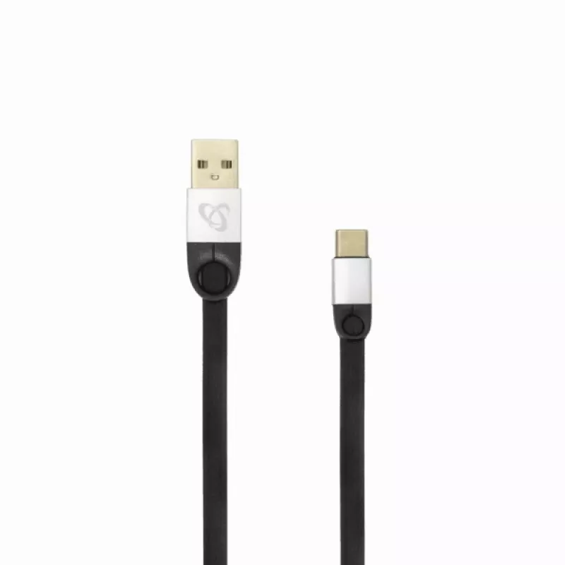 Sbox USB 2.0-Type-C/2.4A juoda/sidabrinė 1,5 m