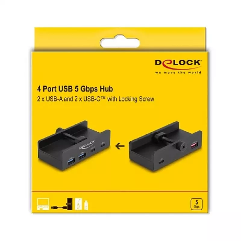 DeLOCK 64262 USB 2.0 Type-A šakotuvas 5000 Mbit/s Juodas