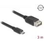 USB 2.0 laidas DELOCK 81520 — Micro‑USB B į USB A, 3 m, juodas