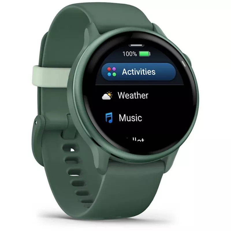 Išmanusis laikrodis GARMIN vívoactive 6 – sportinis laikrodis, 42 mm aliuminio/polimero korpusas, AMOLED 1,2 colio, GPS, 5 ATM, optinis širdies ritmo matuoklis, SpO2, 8 GB, žalias