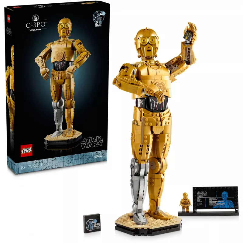 LEGO konstruojama figūrėlė Star Wars C-3PO modelis 75398 — 1 138 detalės, 380 mm aukščio kolekcinis eksponatas
