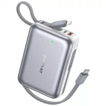 Nešiojama išorinė baterija Awei C03 20000mAh su 45 W išėjimo galia ir integruotu USB-A/USB-C laidu