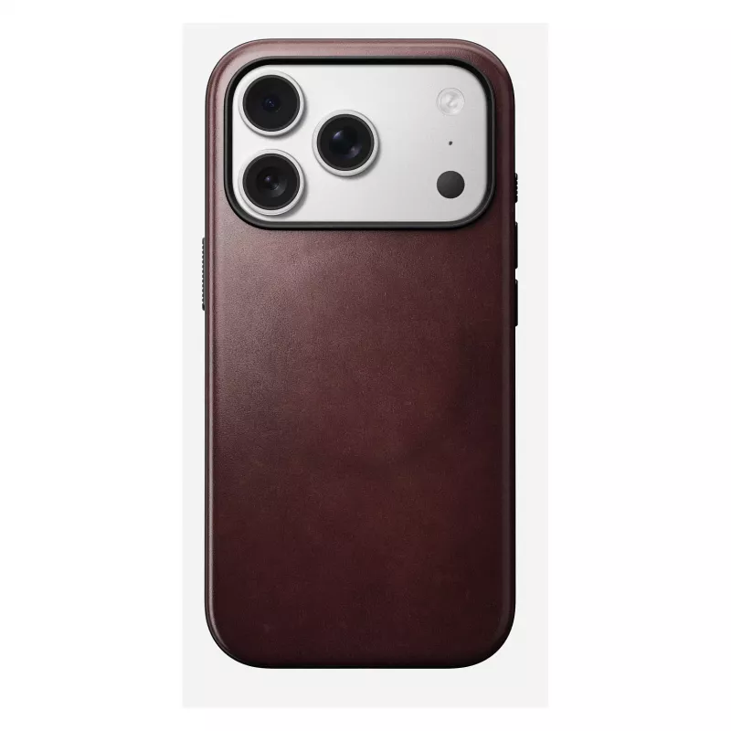 Mobiliojo telefono dėklas Nomad Modern Leather Case, skirtas „iPhone 17 Pro“, oda + TPU + PC, tinka 16 cm (6,3 col.) ekranui, Bordo