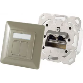 Lizdas 2 x RJ-45 ShiverPeaks 74280-GR — Cat6a, 500 MHz, metalinis korpusas, pilka/sidabrinė