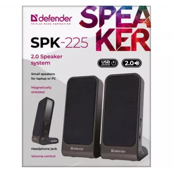 DEFENDER SPK-225 laidinės 2.0 garsiakalbiai, 4 W RMS, USB/DC 5 V, 3,5 mm, juodi