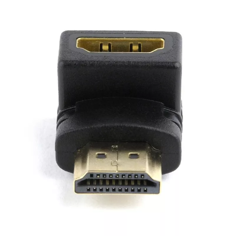 HDMI jungčių adapteris GEMBIRD A-HDMI90-FML, HDMI į HDMI, stačiakampis 90° adapteris, juodas