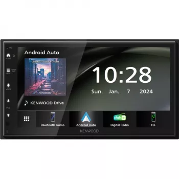 Kenwood dvigubo DIN moniceiveris su „Android Auto“, „Apple CarPlay“, DAB+ imtuvu, galinio vaizdo kameros prijungimu