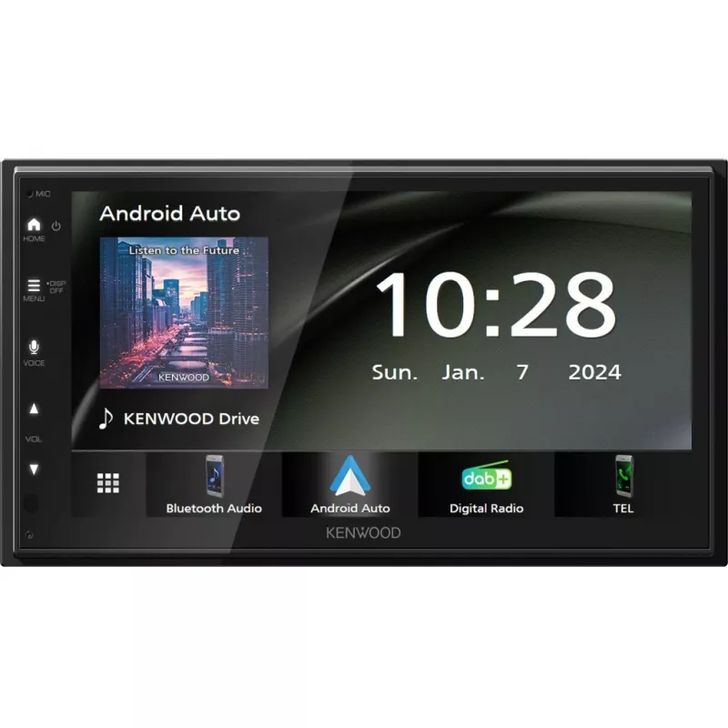 Kenwood dviejų DIN dydžio moniceiveris su Android Auto, Apple CarPlay, DAB+ imtuvu, jungtimi galinio vaizdo kamerai