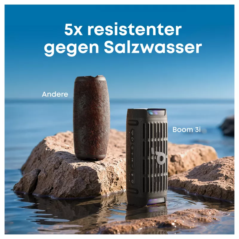 ANKER Soundcore Boom 3i juodas tvirtas lauko Bluetooth garsiakalbis IP68 50W BassUp 16h grojimo laikas šviesų šou TWS stereo