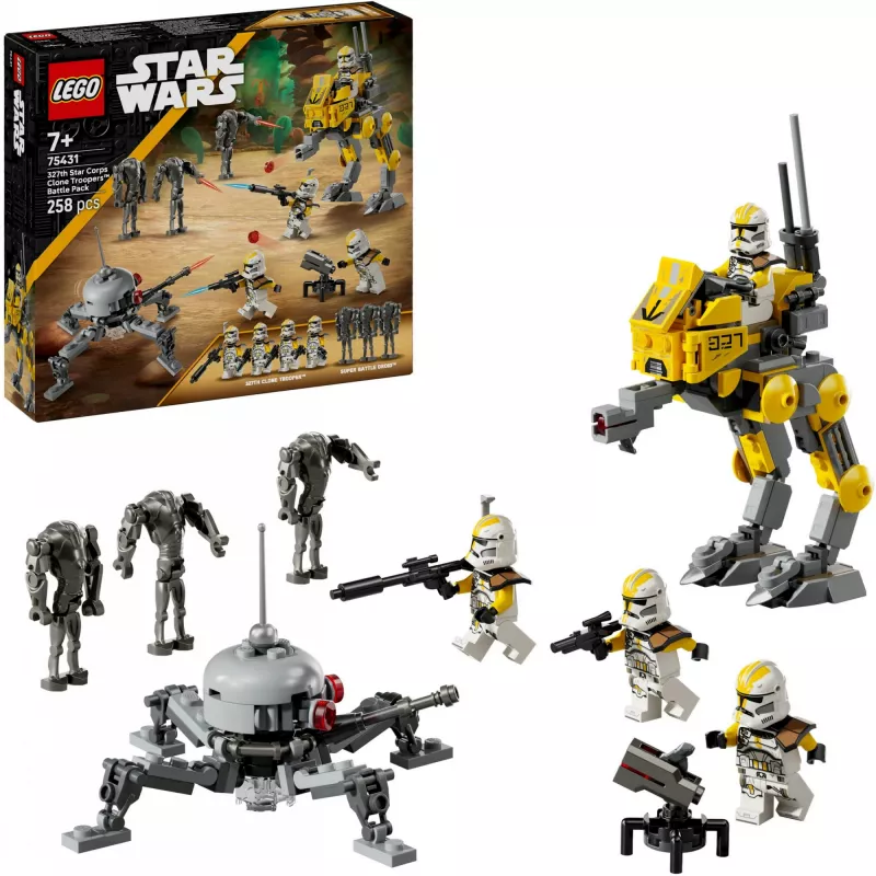 LEGO Star Wars rinkinys 327th Star Corps Clone Troopers Battle 75431 — 258 dalys, 7 minifigūrėlės, amžius 7+
