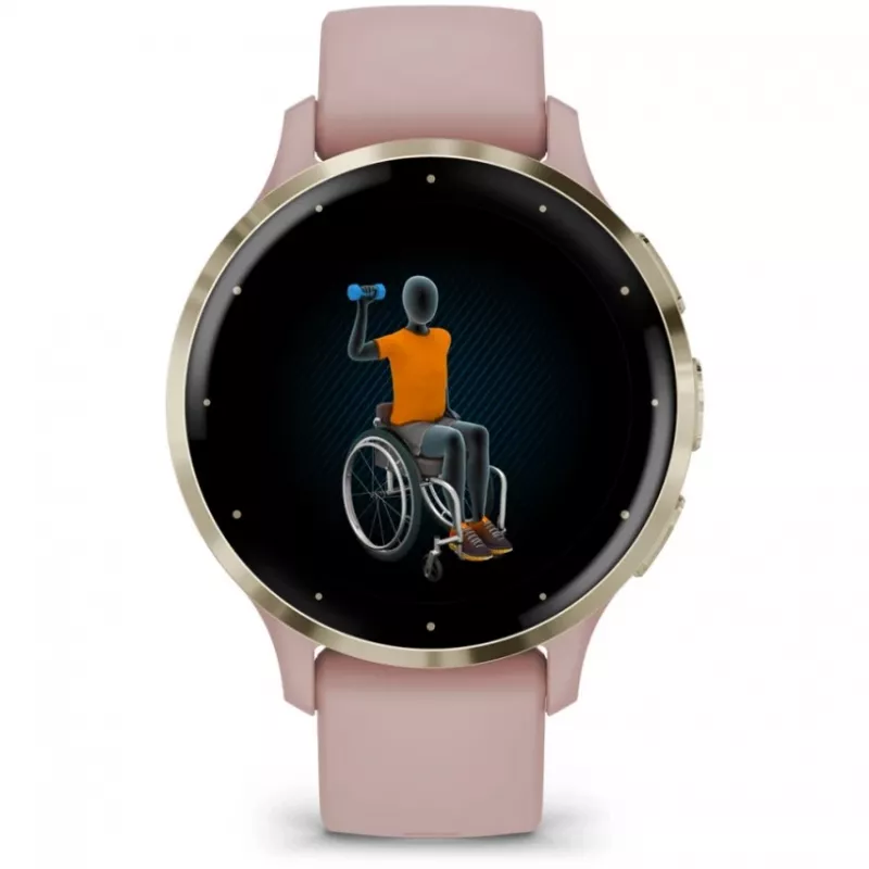 Garmin Venu 3S 3,05 cm (1,2) AMOLED 41 mm Skaitmeninis 390 x 390 pikselių Liečiamas ekranas Auksinė, Rožinė Wi-Fi GPS (palydovas)