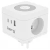 Maitinimo lizdas Kerg M02730 — 2 F tipo lizdai, 3 USB prievadai (USB-A + USB-C), 16A 250V~, 1,5 m laidas, baltas