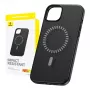 Telefono dėklas Baseus Magnetic Fauxther serija, skirtas iPhone 15 Pro Max – juodas, magnetinis tvirtinimas, apsauginis dangtelis
