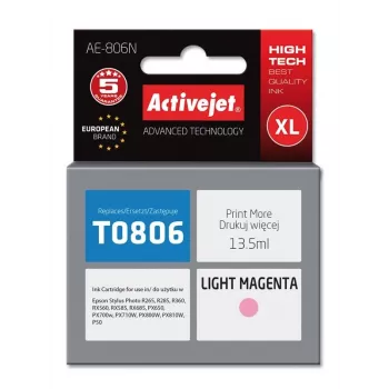 Rašalo kasetė ActiveJet AE-806N suderinama su Epson, šviesiai purpurinė, 13,5 ml, dažų pagrindu, XL didelio našumo