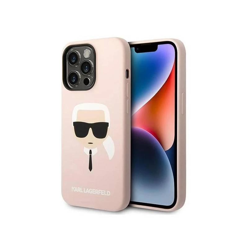 Karl Lagerfeld KLHMP14XSLKHLP iPhone 14 Pro Max 6.7 kietas dėklas šviesiai rožinis / šviesiai rožinis Silikonas Karl coliais Galvutė Magsafe