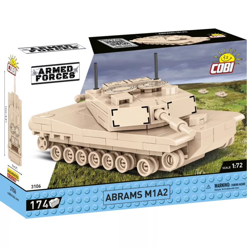 Statybinis rinkinys Cobi Abrams M1A2 — 174 vnt., rekomenduojamas amžius 6+, smėlio spalvos