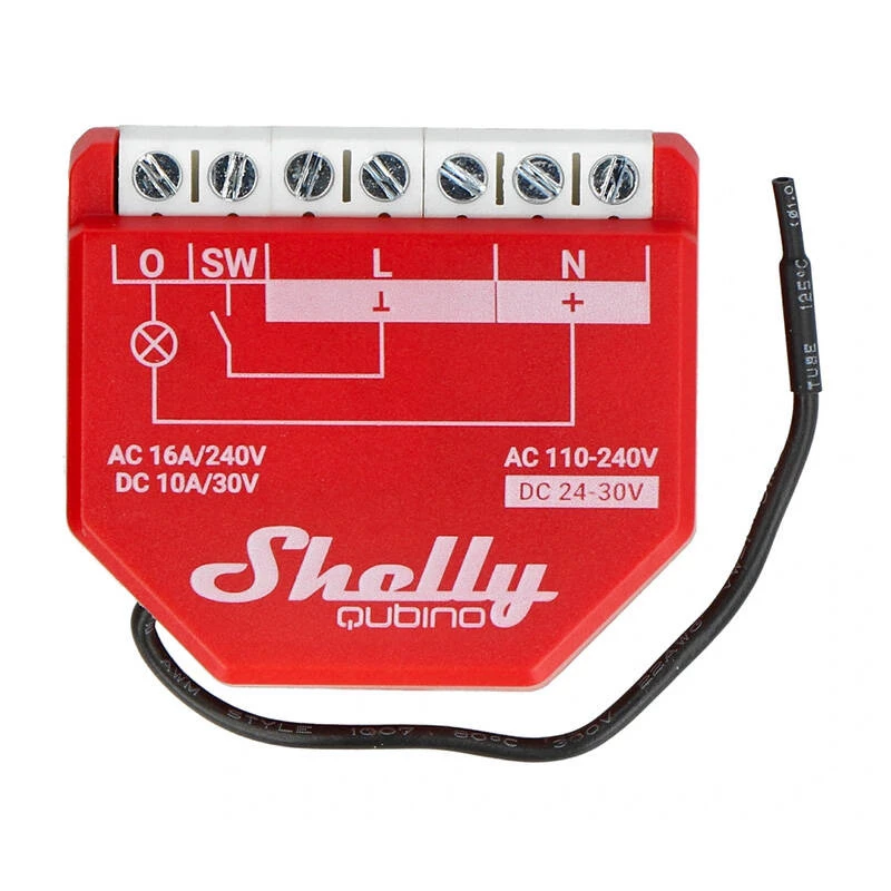 Išmanusis jungiklis Shelly W 1PM plastikinis 16A 110–240 V, Z‑Wave, 868,4 MHz, raudonas, 42×37×16 mm