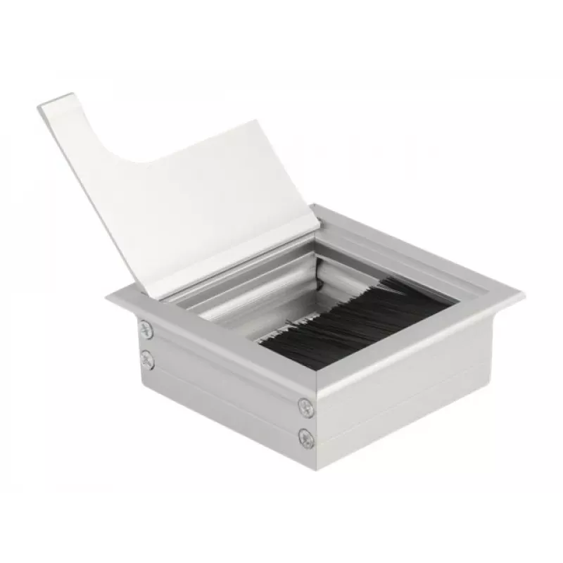 DeLOCK kabelių įvora staliniam montavimui su šepečiu 80x80x28mm sidabrinė