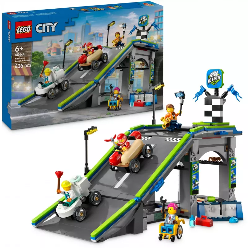 LEGO CITY 60460 No Limits: lenktyninio automobilio rampos sunkvežimis
