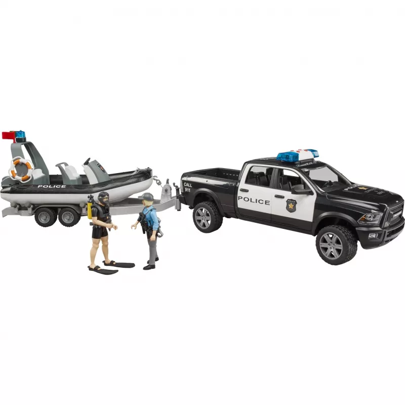 Dodge RAM 2500 policijos pikapas su valtimi