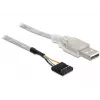 USB 2.0-A laidas su vidine jungtimi, DELOCK 83078, sidabrinis