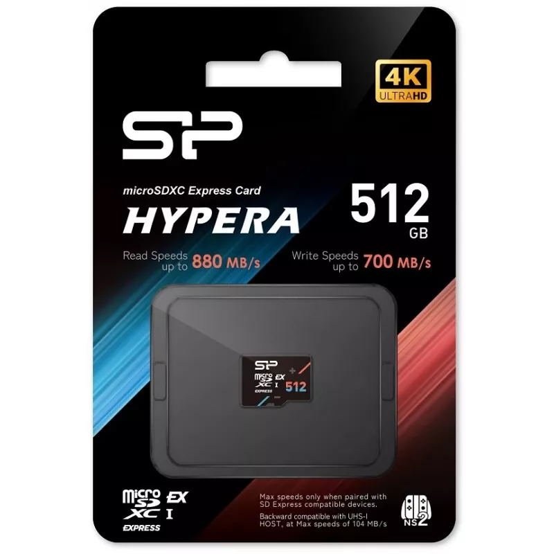 microSDXC atminties kortelė Silicon Power Hypera microSDXC Express 512 GB — UHS-I U3, V30, A1, Class 10