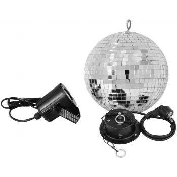 Veidrodinio rutulio rinkinys EUROLITE LED Spot 200 mm — veidrodinis rutulys su LED prožektoriumi