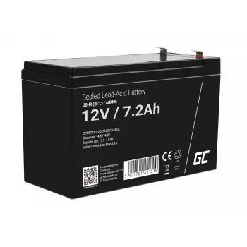 UPS baterija Green Cell AGM05 — 12 V 7,2 Ah sandari švino rūgštinė (VRLA), 95 mm A, 151×65 mm, 2,15 kg