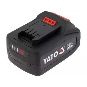 Baterija belaidžiams įrankiams YATO YT-828463 — Li-Ion 18V 4Ah, raudona, įkrovos indikatorius
