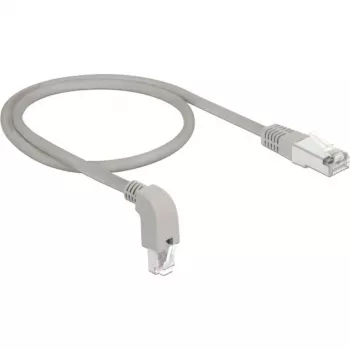 DeLOCK - komutacinis kabelis - RJ-45 (M) nach Downward angled to RJ-45 (M) - 50cm - S/FTP - CAT 6a - Shielded, Halogen-Free - Pilka (85873)