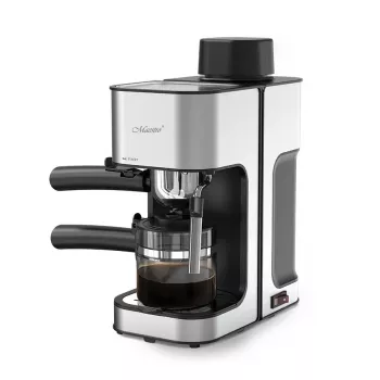 Espreso aparatas Maestro MR-411 800 W 1,5 L stalinis rankinis, 3,5 bar, 4 puodeliai, nerūdijančio plieno filtras, nuimamas lašų padėklas, juodas