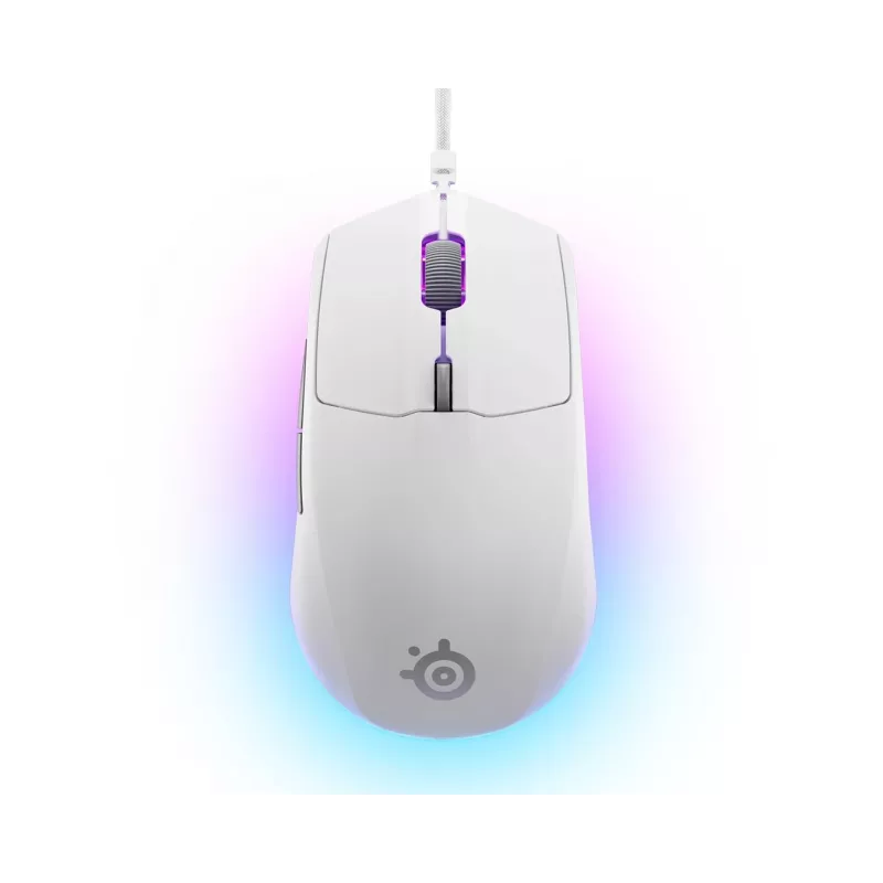 Žaidimų pelė STEELSERIES Rival 3 Gen 2 — optinė, 8500 DPI, laidinė USB Type-A, dešiniarankė, balta, 77 g