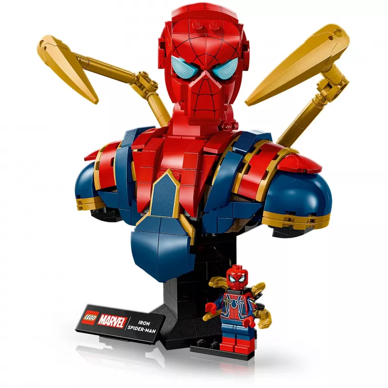 LEGO Marvel kolekcinis biustas Iron Spider-Man 76326, 379 detalės, 18+ demonstracinis modelis, 170×200×110 mm