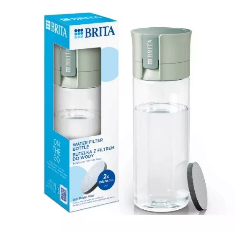 Filtravimo butelis BRITA Vital pastelinis žalias 600 ml su 5 MicroDisc filtrų diskais (BRITA 1059295)