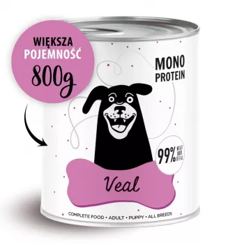Šlapias šunų maistas PAKA ZWIERZAKA Pepe Veal 800 g — visavertis be grūdų suaugusių šunų ėdalas