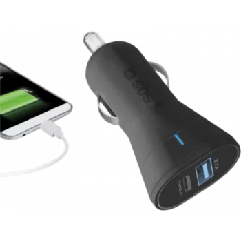 SBS TECRTC1USB2AUL automobilinis įkroviklis mobiliesiems įrenginiams, juodas (TECRTC1USB2AUL)