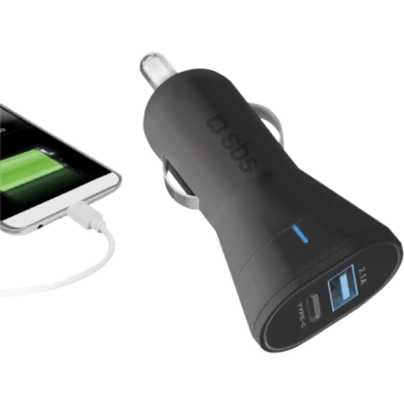 SBS TECRTC1USB2AUL automobilinis įkroviklis mobiliesiems įrenginiams, juodas (TECRTC1USB2AUL)