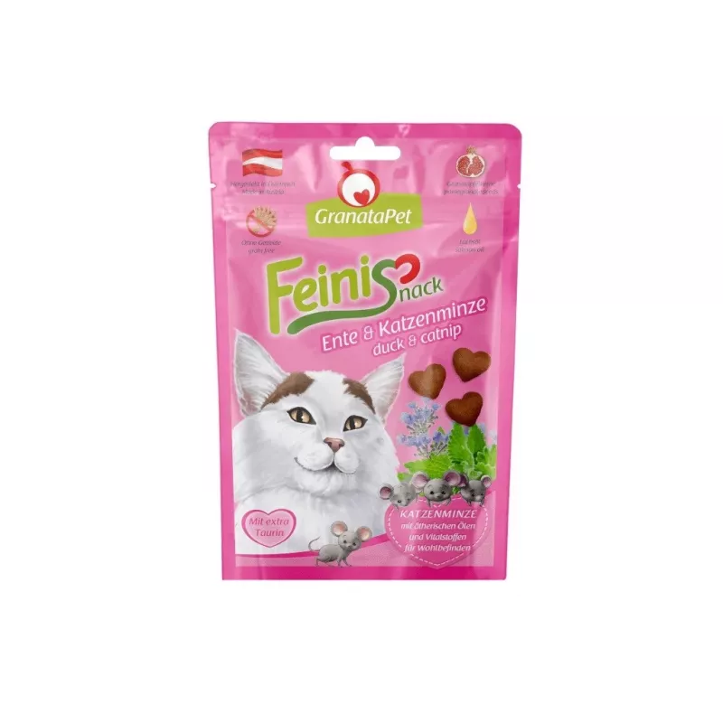 Kačių skanėstai Fox4Pets GRANATAPET FeiniSnack Antis ir katžolė, mėsingas kietas pakelis, 50 g, be cukraus, be glitimo