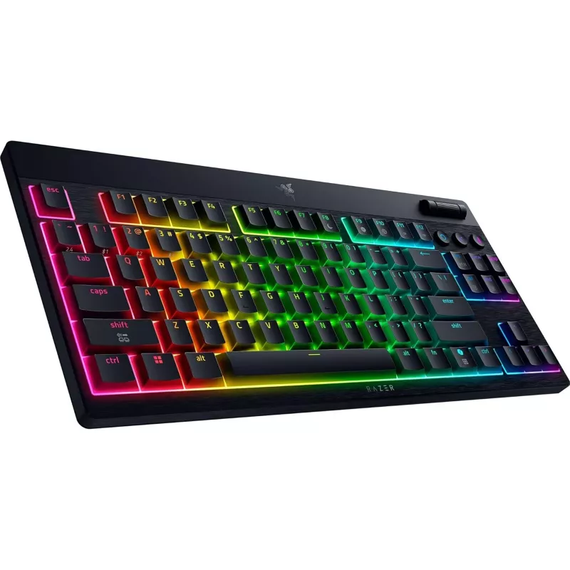 Razer | JuodaWidow V4 Low-Profile Tenkeyless HyperSpeed | Klaviatūra | Belaidė | US | Bluetooth | Juoda | Geltona Switches