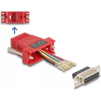 DeLOCK D-Sub 15 kontaktų lizdas į RJ45 lizdą surinkimo rinkinys raudonas VGA RJ-45