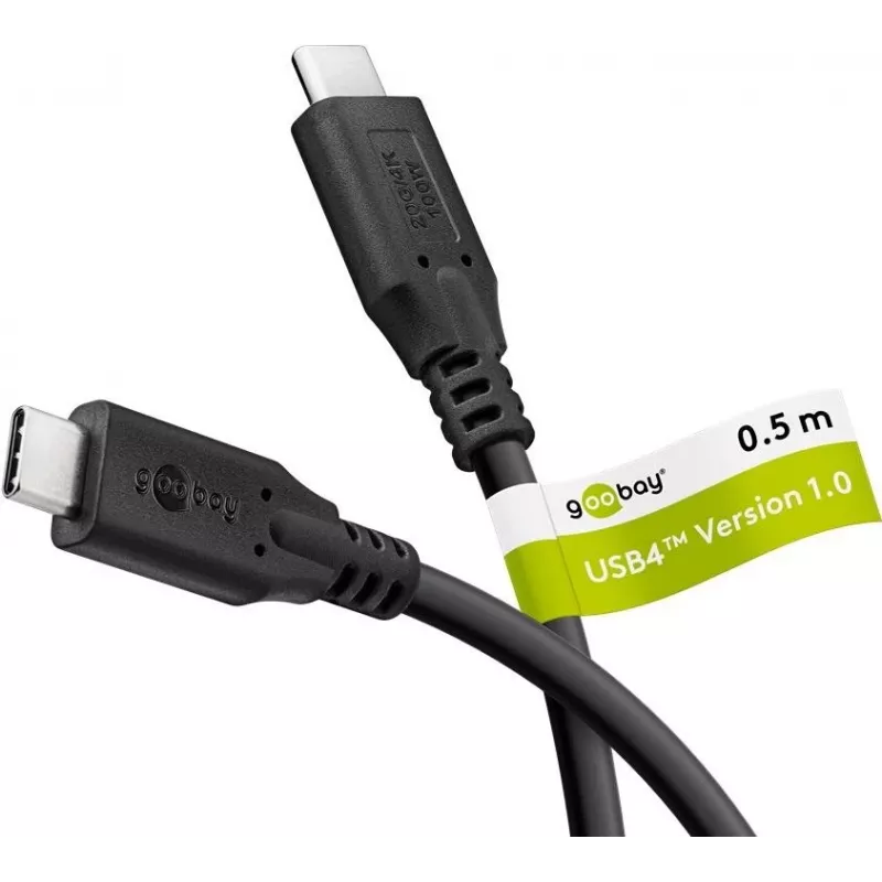 Goobay USB-C laidas USB4 100 W 20 Gbit/s Power Delivery 0,5 m - - Kištukas> (74194)