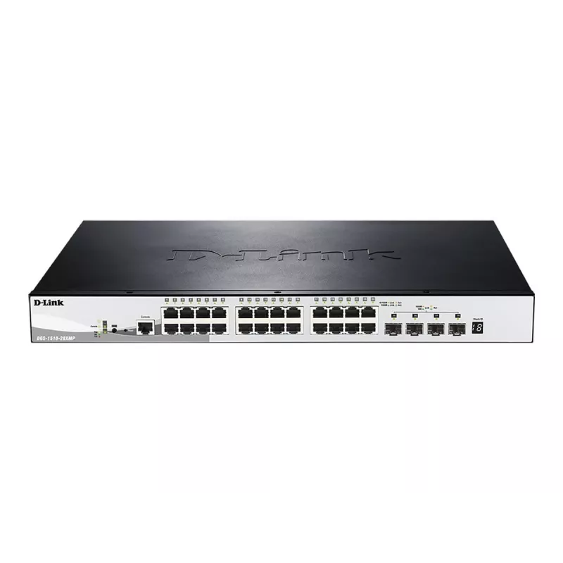D-Link DGS-1510-28XMP valdomas L2/L3 Gigabit Ethernet (10/100/1000) Power over Ethernet (PoE) juodas, pilkas