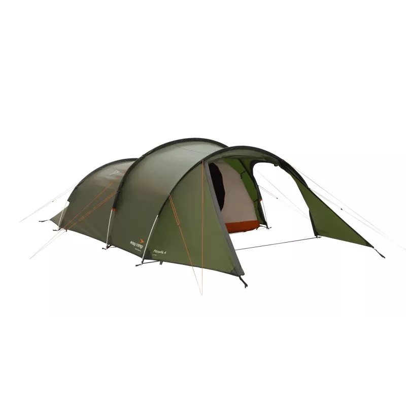 Tunelinis palapinė easy camp Pasvik 4 — 4 asmenims, kietas karkasas, 3 m atsparus vandeniui apdangalas, aliuminio stiebai, tamsiai žalia, 2350×4050×1200 mm