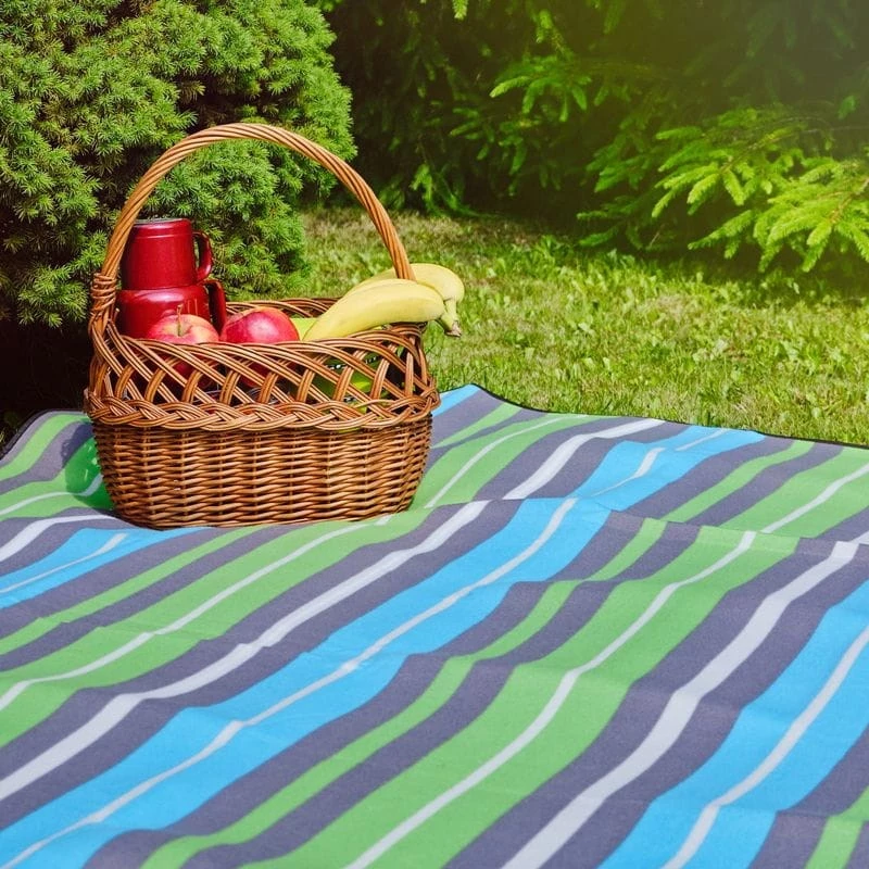 Pikniko antklodė PROMIS KP200PZ, žaliomis juostelėmis, 200 x 150 cm