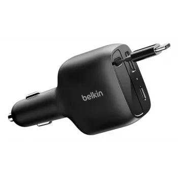 Belkin 75W 2-Port w Retractable USB-C Cbl Car - Kabelis (CCC001HQBK)