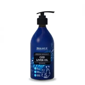 Skystas menkių kepenų aliejus 500 ml — HOLISTA natūralus žuvų taukų papildas, turtingas omega-3 ir vitaminų A bei D