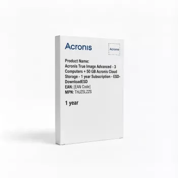 Acronis True Image Advanced - 3 kompiuteriai + 50 GB Acronis debesies saugykla - 1 metų prenumerata - ESD-DownloadESD
